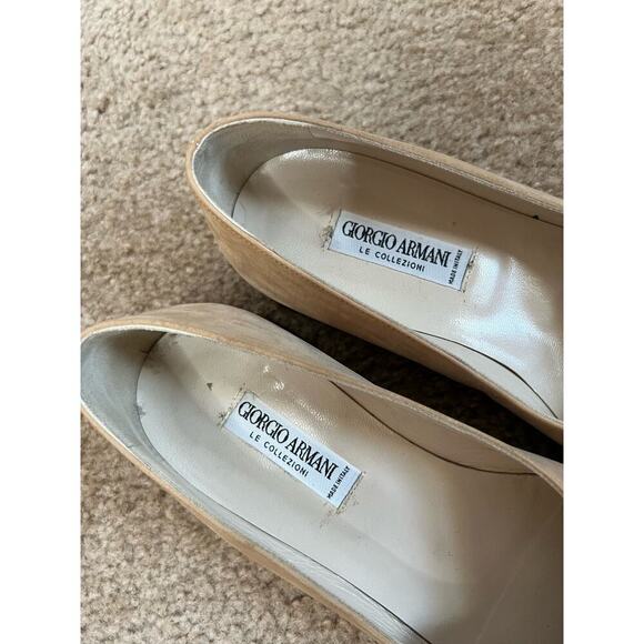 Giorgio Armani Peep Toe Tan Sandal Shoes Sz 36.5 - Picture 2 of 8